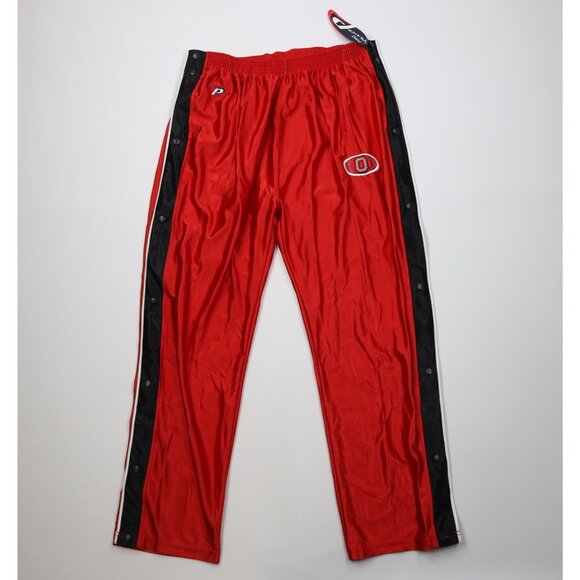 Deadstock Vintage 90s Mens XL Ohio State University Wide Leg Tearaway Pants Red